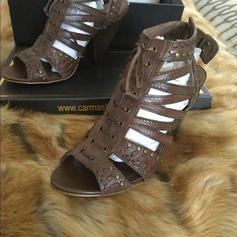 Carmas leather cutout laceup sandal